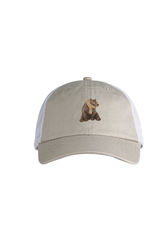 ZooWear - Brown Bear Unisex Trucker Hat Stone/Whit