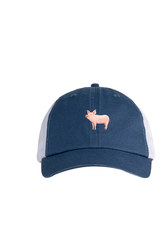 ZooWear - Pig Unisex Trucker Hat Indigo/White