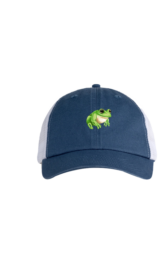 ZooWear - Frog Unisex Trucker Hat Indigo/White